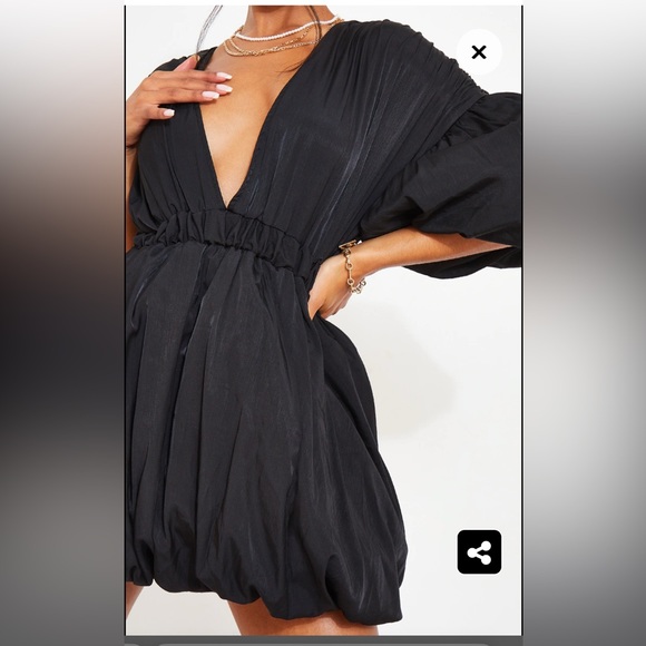 NWT PrettyLittleThing Puff Sleeve Puffball Hem Shift dress - Picture 8 of 8